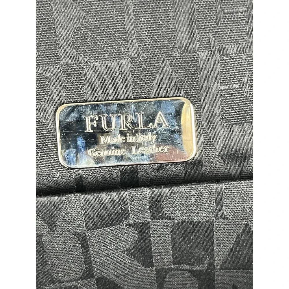 FURLA Made In Italy Patent Leather Clutch Bow Black